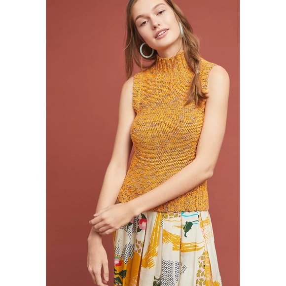 ANTHROPOLOGIE Knit Mock Turtleneck Sweater Tank Top NWOT Size XL - Picture 3 of 10